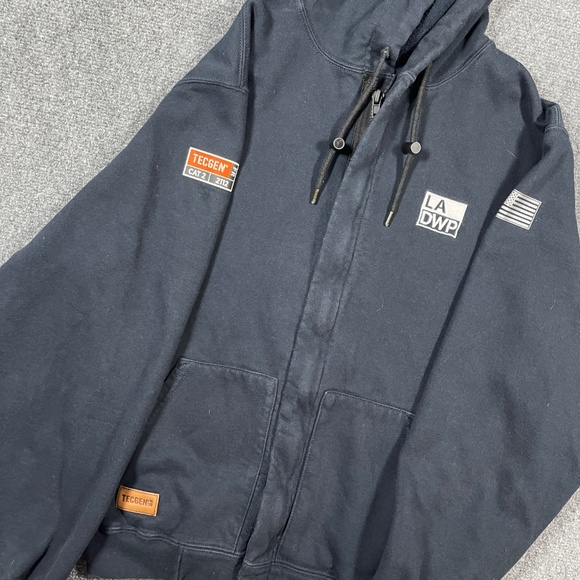 TECGEN FR CAT 2 Hoodie Sweatshirt Mens Medium MD Black Full Zip Made in USA 0976 - Picture 5 of 9